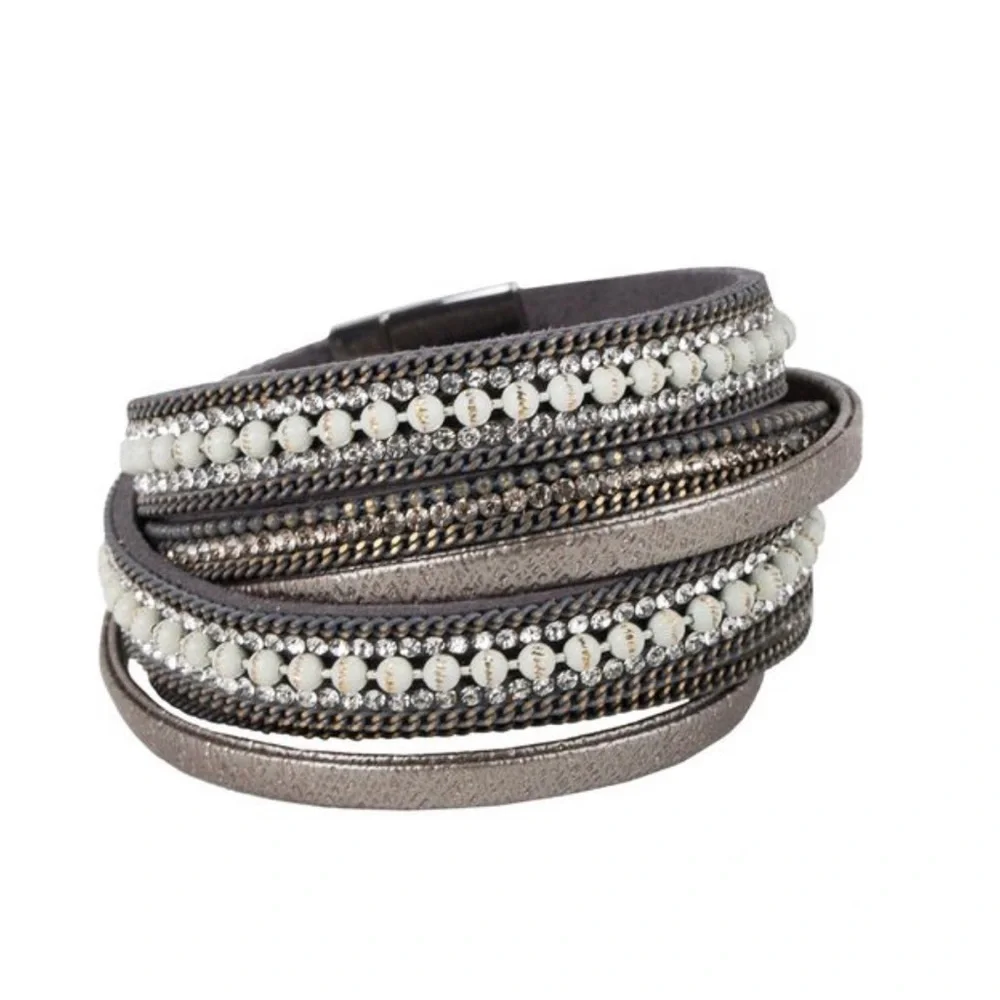 SAACHI Hilton Double Wrap Bracelet Grey